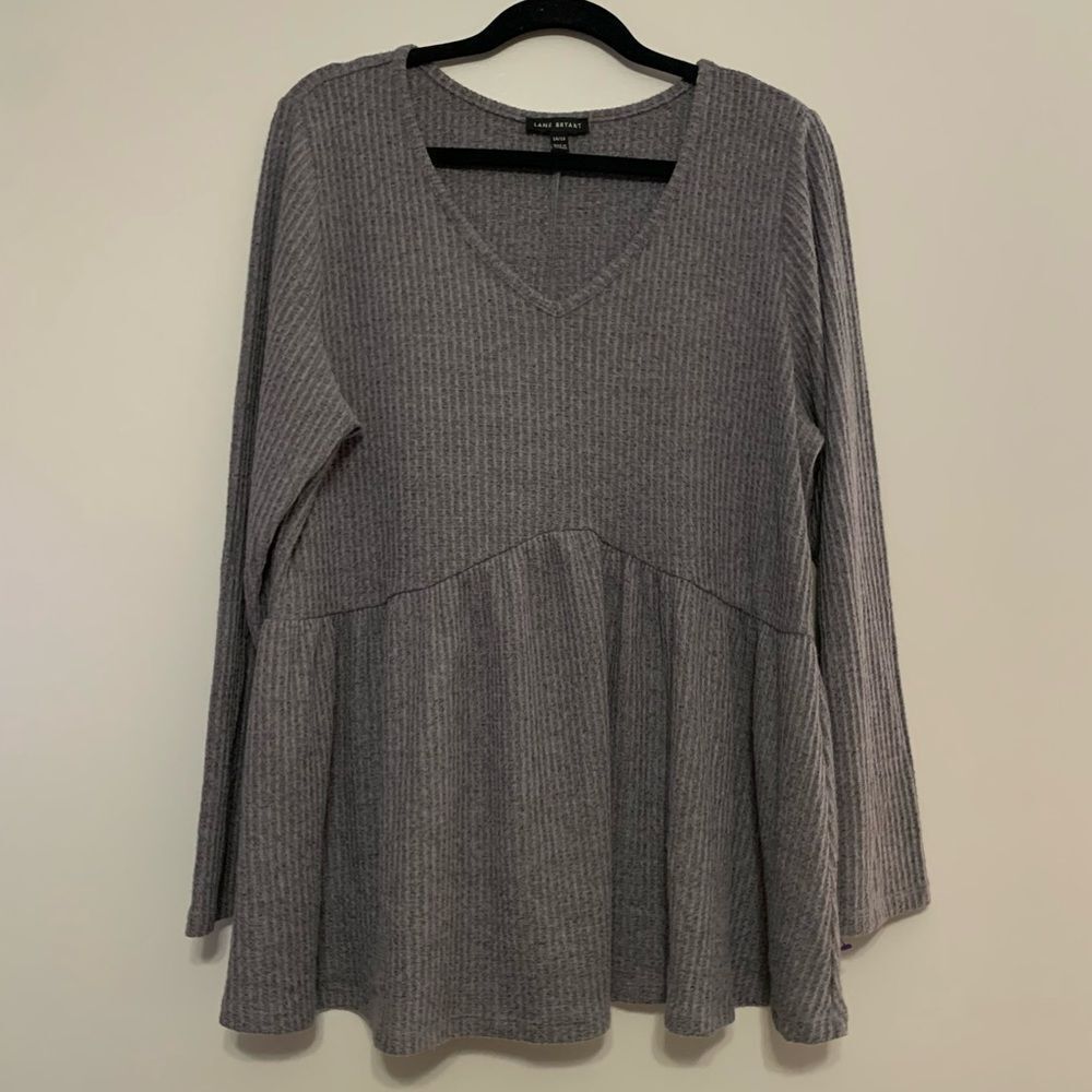 Lane Bryant Top Soft Waffle Knit V Neck Babydoll Top - size 14/16